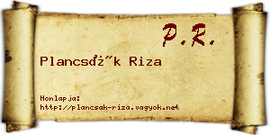 Plancsák Riza névjegykártya
